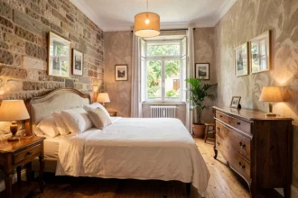 Chambre d'hôtes typique en Seine-Saint-Denis avec décor chaleureux et mobilier vintage