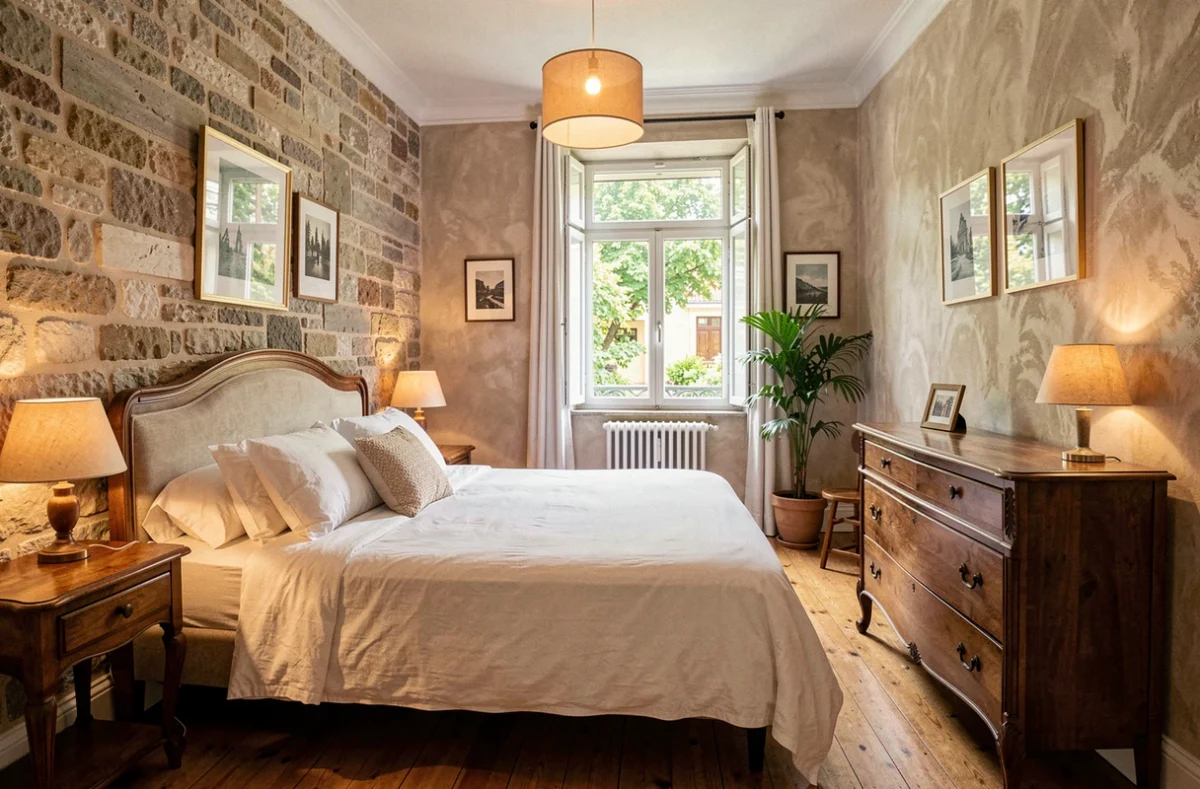Chambre d'hôtes typique en Seine-Saint-Denis avec décor chaleureux et mobilier vintage