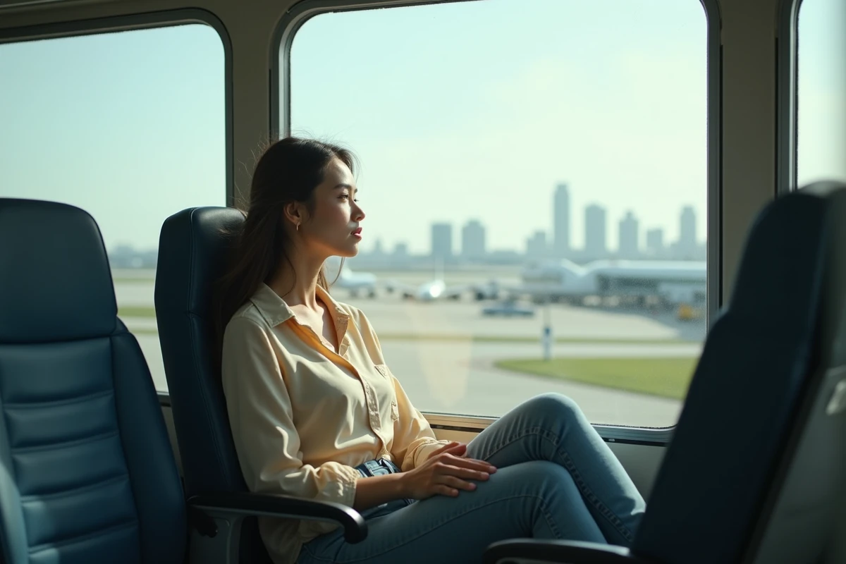Jeune femme dans un bus d