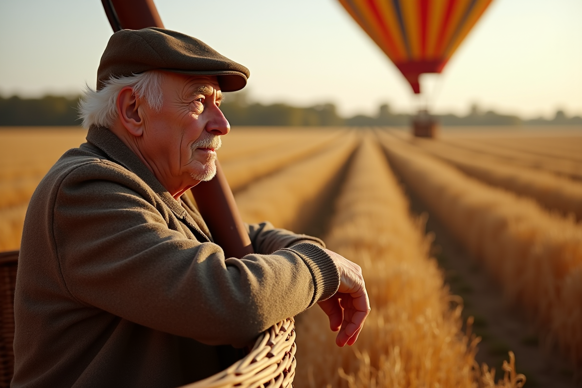 Homme âgé près d’un ballon en automne