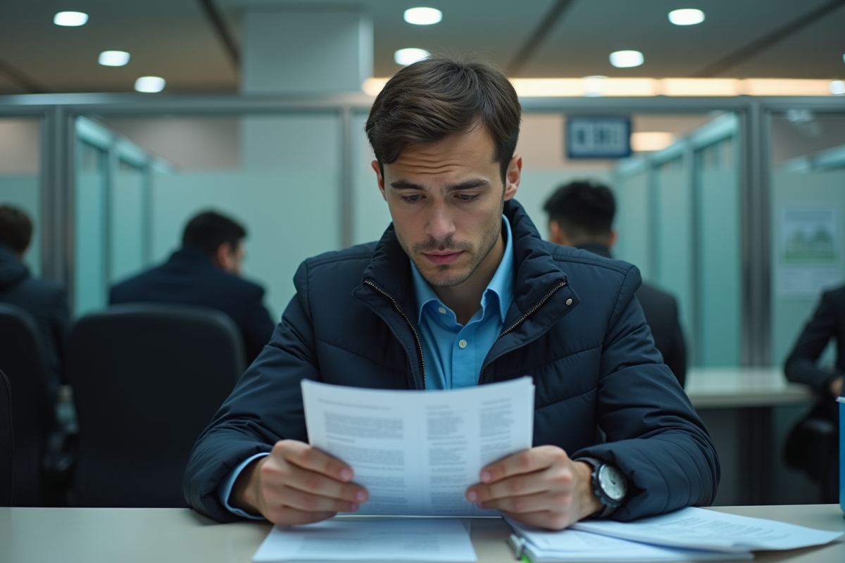 Jeune homme en attente de visa dans un bureau moderne